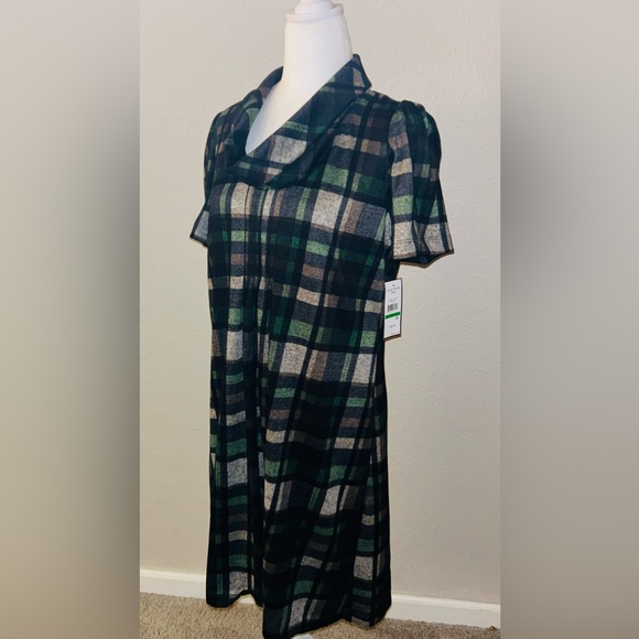 NWT Jessica Howard Flannel Cowl Neck Dress Plaid size Large - Picture 6 of 16